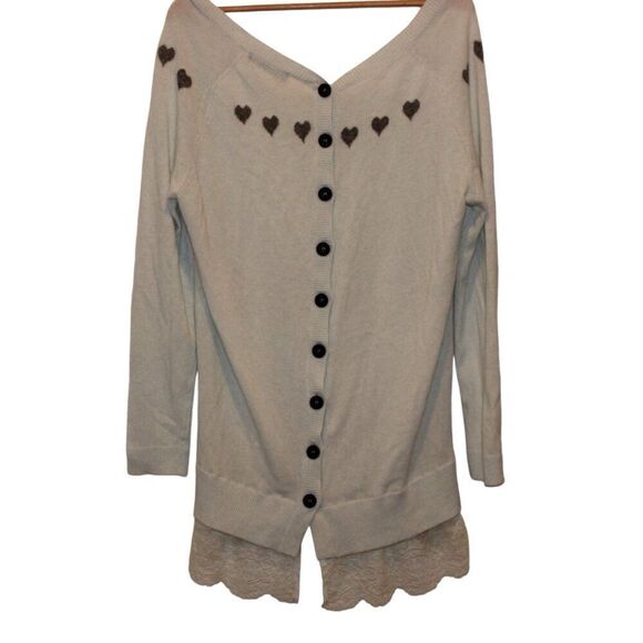 Twin-Set Wool Angora Cashmere blend Lace Hem Button-Up Sweater cardigan  Large - Picture 1 of 11